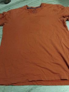 Men's Orange V-Neck T-Shirt