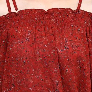 Chic Red Off-Shoulder Boho Top