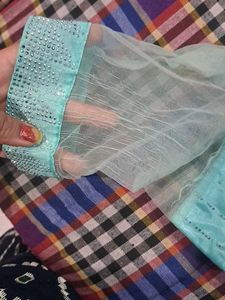 Sparkling Mint Green Saree
