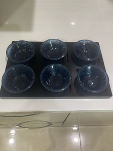6-Piece Glass Serving Bowls Set with Tray