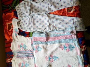 White Kurta Set with Floral Print
