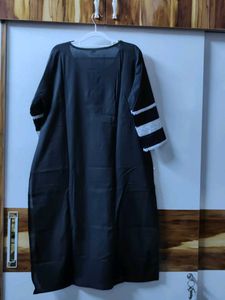 XL - Black Kurta with White Lace