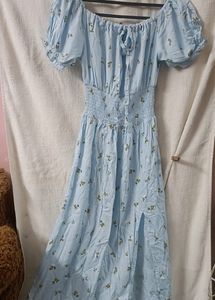 Blue Floral Printed Dress