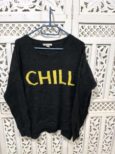 🌸 Imported Black Graphic Knit Sweater C