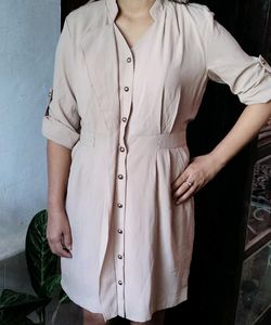 Knee Length Nude Classy Dress
