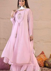 INDDUS -  Pink Set with Gold Border