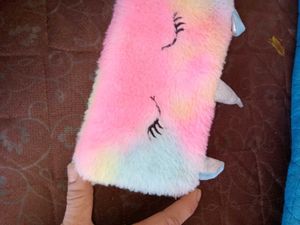 Fluffy Rainbow Unicorn Pencil Case