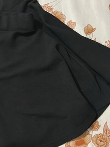 Blue Denim Midi Skirt with black skir