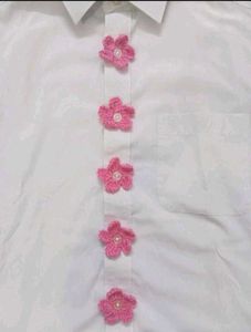 Crochet Pink Flower Buttons