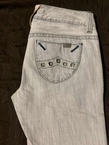 Low-Rise Light Wash Flared Jeans