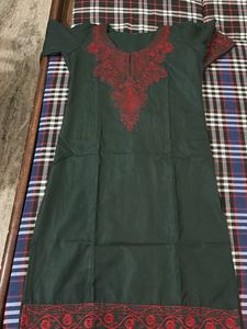 Embroidered Green Kurta
