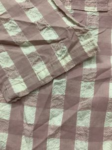 Oversized Pink Checkered Long Sleeve Shirt