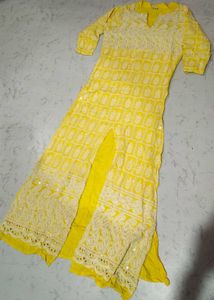🆕 Vibrant Yellow Chikankari Kurta Set