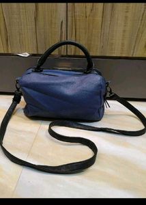 Blue Handbag with Eyelet Detail