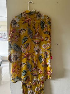 Yellow Floral Print Kurta Set