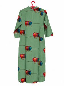 Green Bird Print Kurta