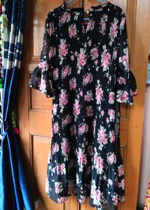 Elegant Black Floral Print Kurta