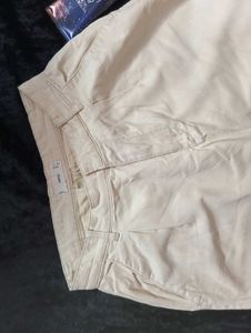 Cream Wide Leg Cropped Mango Pants