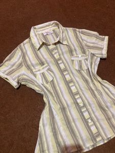 Striped Crinkled-Down Top