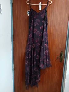 asymmetrical lace burgundy dress