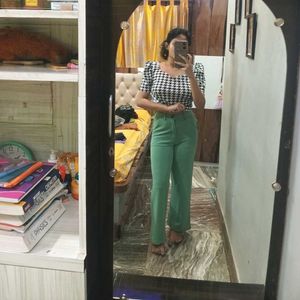 High-Waisted Emerald Green Pants