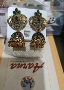 Golden Oxidised Jhumka With Stone & Preal Work ❤️