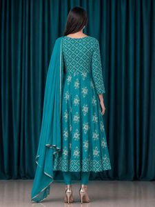 Teal Anarkali Kurta with Dupatta