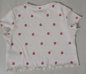 Old Navy White Strawberry Ribbed Crop Top
