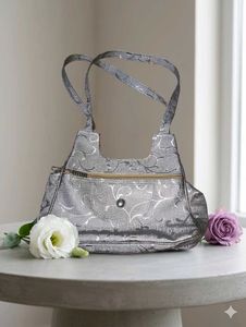 Elegant Silver Patterned Handbag
