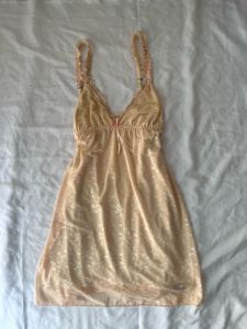 Peach Lace Trim mini dress