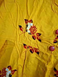 Yellow Floral Print Kurta