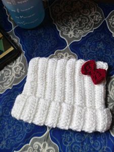 Crochet Hello Kitty Cat Ear Beanie