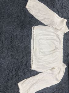 White Off-Shoulder Smocked Top