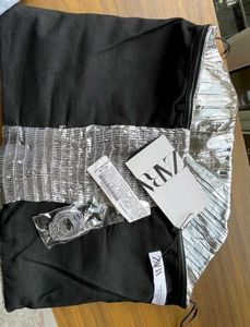 🖤✨ Zara Silver Metallic Pleated Top 🖤✨