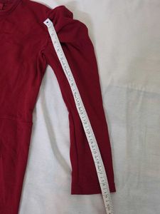 Maroon Puff Sleeve Jumpsuit for Girls