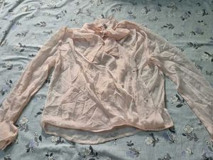 Pink Bow-Tie Chiffon Blouse