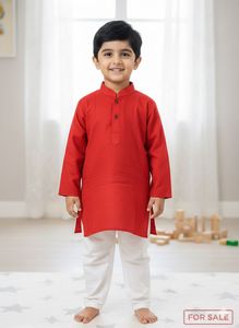 Boy's Red Kurta Set