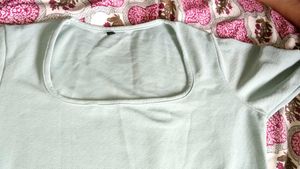 Light Blue Cropped Long Sleeve Shirt