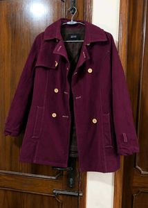 Women's Maroon Double-Breasted Coat