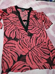 Chic Tropical Print Swim Cover-Up
