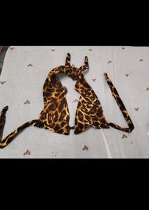 Leopard Print Halter Neck Crop Top
