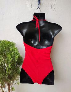 H&amp;M Red scalloped One Piece bathing Suit Swimsuit
