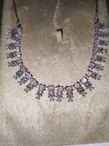 ADPink &amp; White Stone Necklace Set