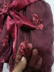 Babyhug Sparkly Red Party Dress