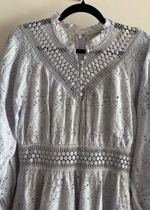 AllSaints Gen Broderie long sleeve dress