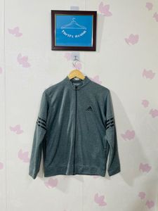 Adidas Grey Zipper Full Sleeve Jacket