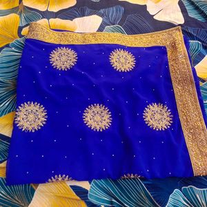 Elegant Blue &amp; Gold Saree with blouse