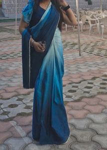 Stylish Blue Ombre Saree