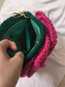 Chunky Crochet Rose Clutch Bag