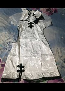 White &amp; Black Cheongsam Style Mini Dress(size:xl)